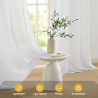 2 Panels Sheer Outdoor Curtains for Patio Waterproof Bright White in Bright White, alternate view 2