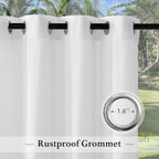 2 Panels Sheer Outdoor Curtains for Patio Waterproof Bright White in Bright White, alternate view 5