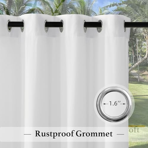 2 Panels Sheer Outdoor Curtains for Patio Waterproof Bright White in Bright White, alternate view 5