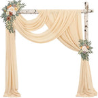 2 Panels Wedding Arch Draping Fabric 20Ft Length x 28" Width Champagne Arch Drapes Chiffon Fabric Sheer Curtains