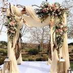 2 Panels Wedding Arch Draping Fabric 20Ft Length x 28" Width Champagne Arch Drapes Chiffon Fabric Sheer Curtains, alternate