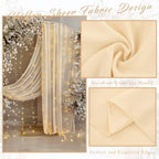 2 Panels Wedding Arch Draping Fabric 20Ft Length x 28" Width Champagne Arch Drapes Chiffon Fabric Sheer Curtains, alternate