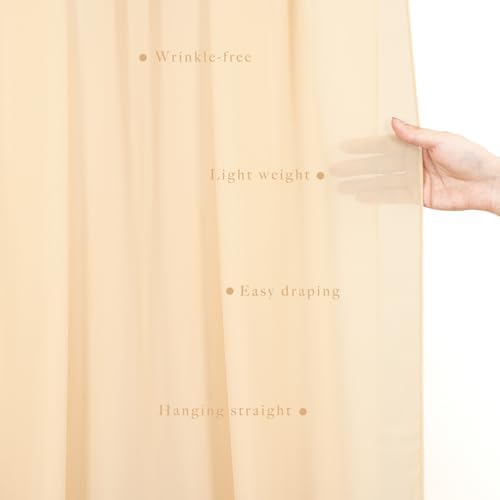 2 Panels Wedding Arch Draping Fabric 20Ft Length x 28" Width Champagne Arch Drapes Chiffon Fabric Sheer Curtains, alternate