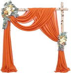 2 Panels Wedding Arch Draping Fabric 20Ft Length x 28" Width Orange Arch Drapes Chiffon Fabric Sheer Curtains
