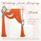 2 Panels Wedding Arch Draping Fabric 20Ft Length x 28" Width Orange Arch Drapes Chiffon Fabric Sheer Curtains, alternate view