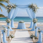 2 Panels Wedding Arch Draping Fabric 29" X 20FT Baby Blue Sheer Chiffon Drapes Bridal Baby Shower Backdrop for, alternate