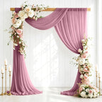 2 Panels Wedding Arch Draping Fabric 29" X 20FT Dusty Rose Sheer Chiffon Drapes Bridal Baby Shower Backdrop for