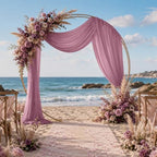 2 Panels Wedding Arch Draping Fabric 29" X 20FT Dusty Rose Sheer Chiffon Drapes Bridal Baby Shower Backdrop for, alternate