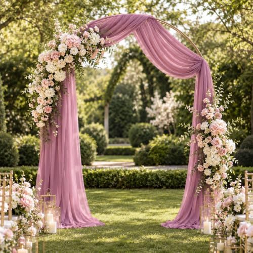 2 Panels Wedding Arch Draping Fabric 29" X 20FT Dusty Rose Sheer Chiffon Drapes Bridal Baby Shower Backdrop for, alternate