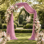2 Panels Wedding Arch Draping Fabric 29" X 20FT Dusty Rose Sheer Chiffon Drapes Bridal Baby Shower Backdrop for, alternate