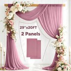 2 Panels Wedding Arch Draping Fabric 29" X 20FT Dusty Rose Sheer Chiffon Drapes Bridal Baby Shower Backdrop for, alternate