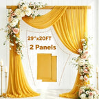 2 Panels Wedding Arch Draping Fabric 29" X 20FT Gold Sheer Chiffon Drapes Backdrop for Wedding Ceremony Bridal, alternate