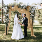 2 Panels Wedding Arch Draping Fabric 29" X 20FT Nude Chiffon Sheer Drapes Backdrop for Wedding Ceremony Bridal, alternate