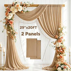 2 Panels Wedding Arch Draping Fabric 29" X 20FT Nude Chiffon Sheer Drapes Backdrop for Wedding Ceremony Bridal, alternate