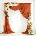2 Panels Wedding Arch Draping Fabric 29" X 20FT Terracotta Chiffon Sheer Drapes Backdrop for Wedding Ceremony