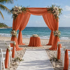 2 Panels Wedding Arch Draping Fabric 29" X 20FT Terracotta Chiffon Sheer Drapes Backdrop for Wedding Ceremony, alternate view