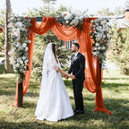 2 Panels Wedding Arch Draping Fabric 29" X 20FT Terracotta Chiffon Sheer Drapes Backdrop for Wedding Ceremony, alternate view