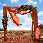 2 Panels Wedding Arch Draping Fabric 29" X 20FT Terracotta Chiffon Sheer Drapes Backdrop for Wedding Ceremony, alternate view