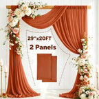 2 Panels Wedding Arch Draping Fabric 29" X 20FT Terracotta Chiffon Sheer Drapes Backdrop for Wedding Ceremony, alternate view