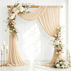 2 Panels Wedding Arch Draping Fabric Champagne 29" X 20FT Sheer Chiffon Drapes Backdrop for Wedding Ceremony