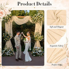2 Panels Wedding Arch Draping Fabric Champagne 29" X 20FT Sheer Chiffon Drapes Backdrop for Wedding Ceremony, alternate view