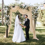 2 Panels Wedding Arch Draping Fabric Champagne 29" X 20FT Sheer Chiffon Drapes Backdrop for Wedding Ceremony, alternate view
