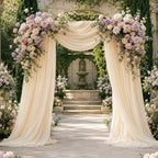 2 Panels Wedding Arch Draping Fabric Champagne 29" X 20FT Sheer Chiffon Drapes Backdrop for Wedding Ceremony, alternate view