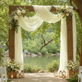 2 Panels Wedding Arch Draping Fabric Ivory Sheer Backdrop Curtain Arch Drape for Wedding Ceremony Reception