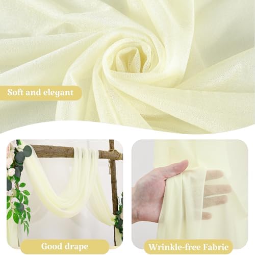 2 Panels Wedding Arch Draping Fabric Ivory Sheer Backdrop Curtain Arch Drape for Wedding Ceremony Reception, alternate view 4