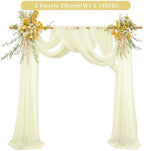 2 Panels Wedding Arch Draping Fabric Ivory Sheer Backdrop Curtain Arch Drape for Wedding Ceremony Reception, alternate view 5