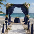 2 Panels Wedding Arch Draping Fabric Navy Blue 29" X 20FT Chiffon Sheer Drapes Backdrop for Wedding Ceremony, alternate view