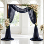 2 Panels Wedding Arch Draping Fabric Navy Blue 29" X 20FT Chiffon Sheer Drapes Backdrop for Wedding Ceremony, alternate view