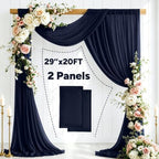 2 Panels Wedding Arch Draping Fabric Navy Blue 29" X 20FT Chiffon Sheer Drapes Backdrop for Wedding Ceremony, alternate view