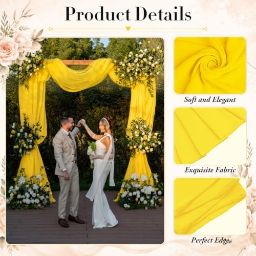 2 Panels Yellow Wedding Arch Draping Fabric 29" X 20FT Chiffon Sheer Drapes Backdrop for Wedding Ceremony Bridal, alternate