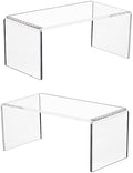 2 PC Clear Acrylic Risers, Acrylic Display Risers Shelf Showcase Fixtures for Jewelry, Display Stand for Amiibo