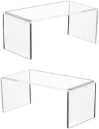 2 PC Clear Acrylic Risers, Acrylic Display Risers Shelf Showcase Fixtures for Jewelry, Display Stand for Amiibo