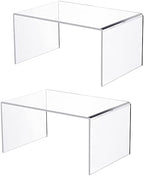 2 PC of 12'' Extra Large 5mm Thickness Clear Acrylic Risers, Acrylic Display Risers Shelf Showcase Fixtures for