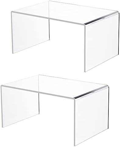 2 PC of 12'' Extra Large 5mm Thickness Clear Acrylic Risers, Acrylic Display Risers Shelf Showcase Fixtures for