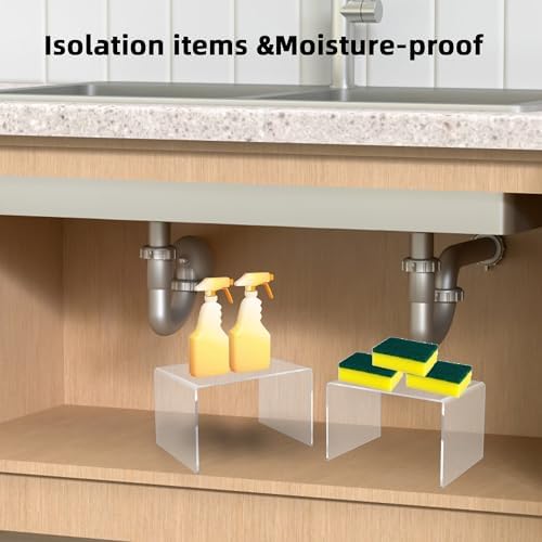 2 PC of 12'' Extra Large 5mm Thickness Clear Acrylic Risers, Acrylic Display Risers Shelf Showcase Fixtures for, alternate