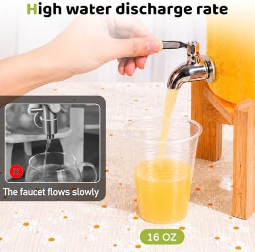 2 PCS 1.1 Gallon Glass Drink Dispenser with Wood Stand for Parties, alternate view 3