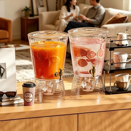 2 PCS 1.6 Gallon Drink Dispenser with Detachable Base, Easy to Clean Plastic Beverage Dispenser with Removable, alternate
