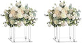 2 Pcs 10 Inches Acrylic Crystal Centerpieces for Wedding Table Decoration Backdrop Flower Stand Clear Column