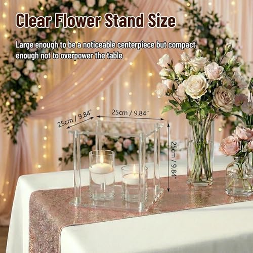 2 Pcs 10 Inches Acrylic Crystal Centerpieces for Wedding Table Decoration Backdrop Flower Stand Clear Column, alternate view