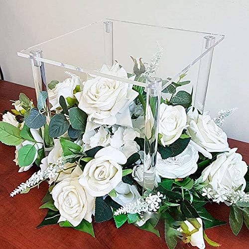 2 Pcs 10 Inches Acrylic Crystal Centerpieces for Wedding Table Decoration Backdrop Flower Stand Clear Column, alternate view