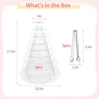 2 PCS 10-Tier Clear Macaron Display Stand, Plastic Macaron Tray Tower with Stainless Steel Serving Tongs, Clear, alternate