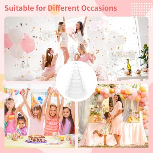 2 PCS 10-Tier Clear Macaron Display Stand, Plastic Macaron Tray Tower with Stainless Steel Serving Tongs, Clear, alternate