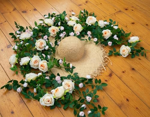2 PCS 12FT Bendable Flower Garland, Artificial Rose Vine for Home Decor, alternate view 2