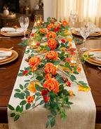 2 PCS 12FT Bendable Flower Garland, Fake Rose Vine for Home Decor, Orange, alternate view 6