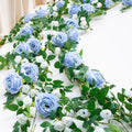 2 PCS 12FT Bendable Flower Garland, Fake Rose Vine for Wedding Decor, Blue in Blue
