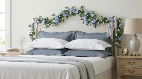 2 PCS 12FT Bendable Flower Garland, Fake Rose Vine for Wedding Decor, Blue in Blue, alternate view 5